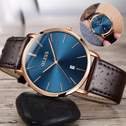 Reloj de moda informal para hombre de marca de lujo,de cuero resistente al agua con fecha automática