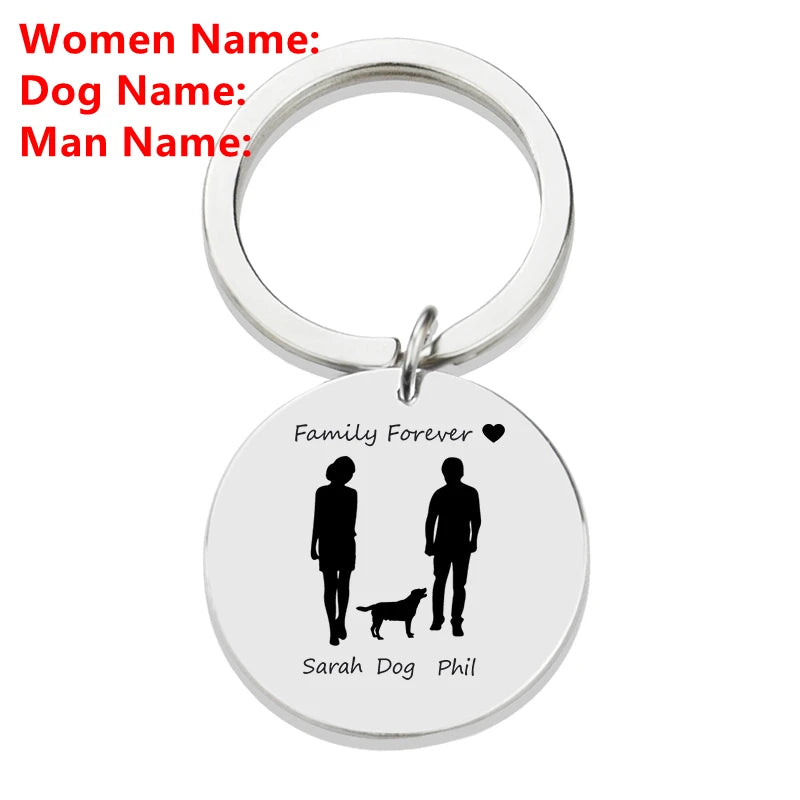 Personalized Family Name Keychain Custom Mom Dad Daughter Son Sketch Engraved Stainless Steel Key Chain Mother Father Day Gift