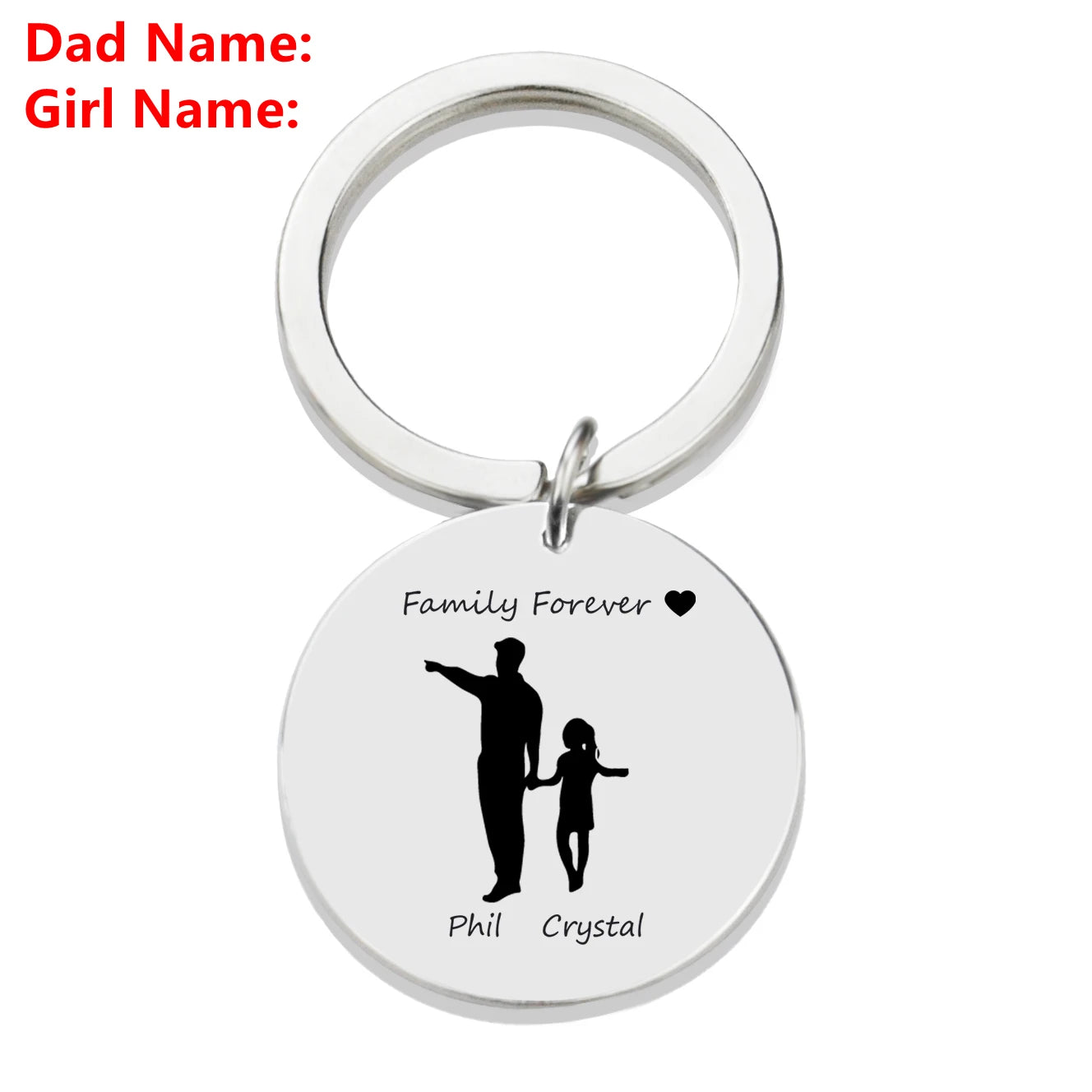 Personalized Family Name Keychain Custom Mom Dad Daughter Son Sketch Engraved Stainless Steel Key Chain Mother Father Day Gift